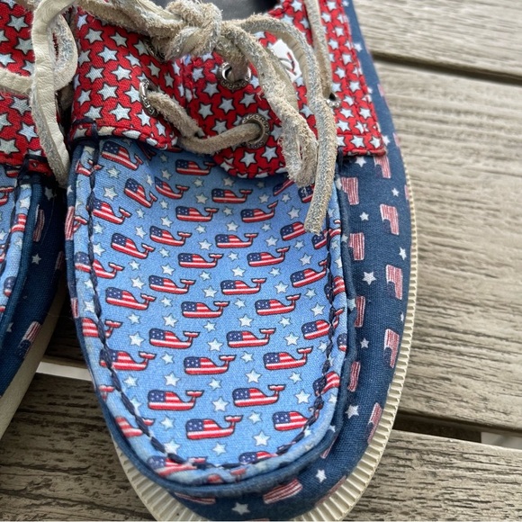 Sperry Vineyard Vines Americana Patriotic Top Sider Boat Shoes Unisex W 9 M 7 - Picture 6 of 9